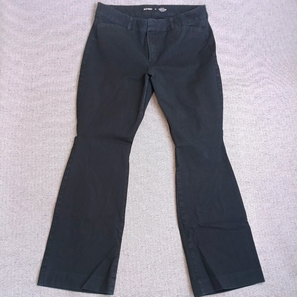 Old Navy Pixie Flare Pants Womens 14 Black Excellent High Rise Stretch Trousers